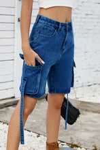 Load image into Gallery viewer, Washed Cargo Denim Shorts