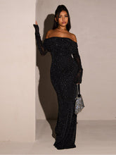 Load image into Gallery viewer, Off-Shoulder Mesh Fitted Bodycon Dress