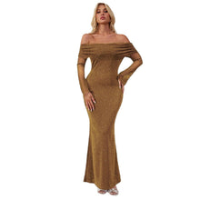 Load image into Gallery viewer, Off-Shoulder Mesh Fitted Bodycon Dress