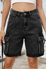 Load image into Gallery viewer, Washed Cargo Denim Shorts