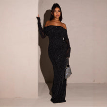 Load image into Gallery viewer, Off-Shoulder Mesh Fitted Bodycon Dress