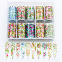 Load image into Gallery viewer, 10 Floral Nail Transfer Foil