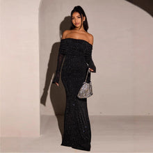 Load image into Gallery viewer, Off-Shoulder Mesh  Fitted Bodycon Dress
