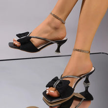 Load image into Gallery viewer, Bow Rhinestone Open-Toe Heel
