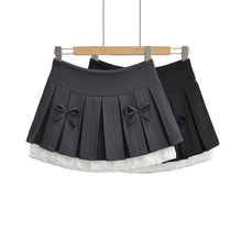 Load image into Gallery viewer, Bow lace pleated skirt half length skirt
