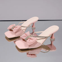 Load image into Gallery viewer, Bow Rhinestone Open-Toe Heel
