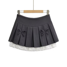 Load image into Gallery viewer, Bow lace pleated skirt half length skirt
