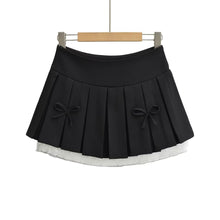 Load image into Gallery viewer, Bow lace pleated skirt half length skirt

