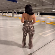 Load image into Gallery viewer, Fitted Backless Fringe Jumpsuit
