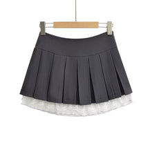 Load image into Gallery viewer, Bow lace pleated skirt half length skirt
