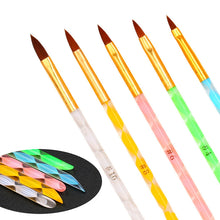 Load image into Gallery viewer, High Quality 5 Pcs Fashion&amp;Useful Acrylic UV Gel Nail Art Builder Painting Drawing Brush Pen Set Nail Art Powde Brush

