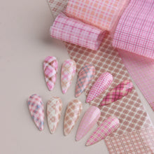 Load image into Gallery viewer, Pink Checkered Nail Transfer Paper
