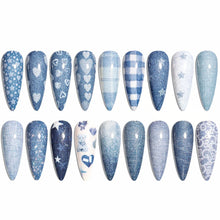 Load image into Gallery viewer, 10 Style Denim Blue Nail Transfer Foil
