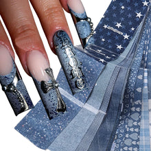 Load image into Gallery viewer, 10pcs Retro Weathering Denim Nail Foil Transfer
