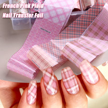 Load image into Gallery viewer, Pink Checkered Nail Transfer Paper
