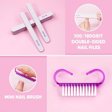 Load image into Gallery viewer, 10/15pcs Professional Nail Art Kit with 100/180 Grit Files,Buffer Sponge,Brush,Scissors,Cuticle Nippers Pushers Gel Polish Tools
