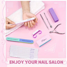 Load image into Gallery viewer, 10/15pcs Professional Nail Art Kit with 100/180 Grit Files,Buffer Sponge,Brush,Scissors,Cuticle Nippers Pushers Gel Polish Tools
