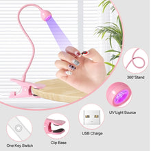 Load image into Gallery viewer, Nail LED UV Lamp for Drying Gel Nails Polish Clip-On Flexible Desk Mini Portable USB Nail Lamp UV Light Dryer for Manicure Salon
