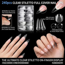 Load image into Gallery viewer, 240PCS Full Cover Clear Nail Tips Stiletto
