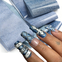 Load image into Gallery viewer, 10pcs Retro Weathering Denim Nail Foil Transfer
