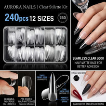 Load image into Gallery viewer, 240PCS Full Cover Clear Nail Tips Stiletto
